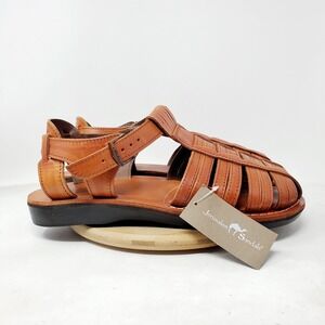 Jerusalem Sandals Mens 46 Barak Brown Leather Adjustable Fisherman Shoes